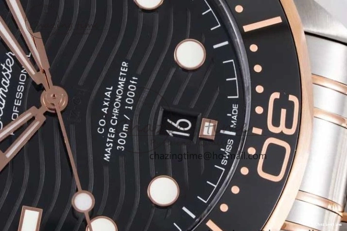 1218 UrbanChic Seamaster Diver 300M SS RG Black Ceramic Bezel JVSF 1:1 Best Edition Black Dial on SS RG Bracelet A 7786